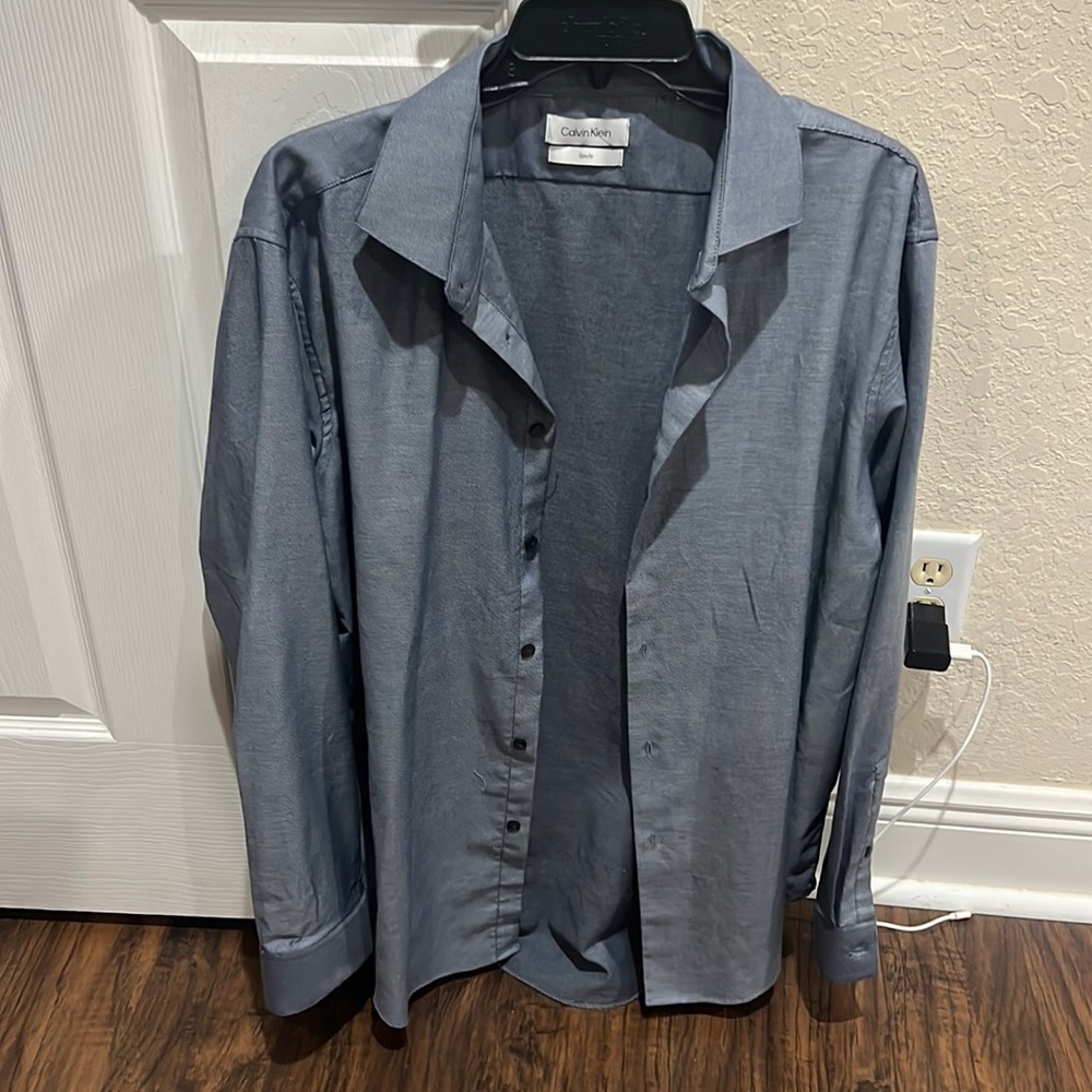 Calvin Klein Slim Fit men dress shirt size XL brand new without tag Gray